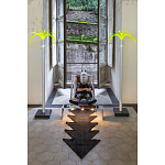 Дизайнерское кресло на металлическом каркасе с подставкой для ног Poltronova Mies Armchair варинант исполнения - 6 | Loft Concept в Челябинске