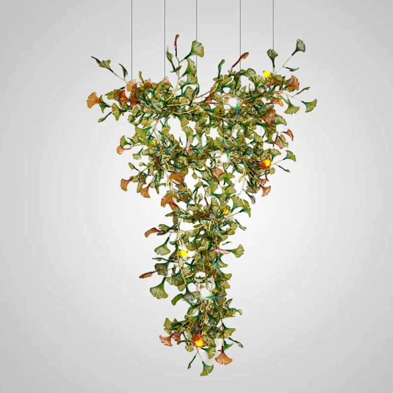 Люстра на ветвистом каркасе с листьями Green Floral Attraction Зеленый Латунь Люстра на ветвистом каркасе с листьями Green Floral Attraction Зеленый Латунь в Челябинске | Loft Concept