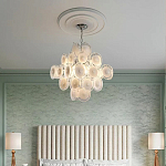 Люстра  с каскадом из круглых декоративных элементов  White Clear Glass Chandelier варинант исполнения - 5 | Loft Concept в Челябинске