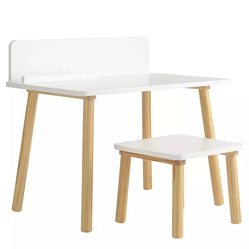 Набор детской мебели белый Childrens Table with Stool Белый Голубой Набор детской мебели белый Childrens Table with Stool Белый Голубой в Челябинске | Loft Concept