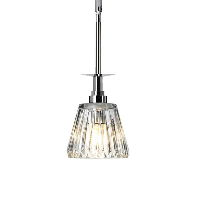 Подвесной светильник хромированного цвета с граненым прозрачным стеклянным плафоном Elstead Lighting Прозрачное Стекло Хром в Челябинске | Loft Concept 