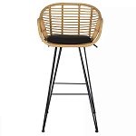 Стул барный с ротанговым плетением Half Bar Chair with Wicker с подлокотниками варинант исполнения - 1 | Loft Concept в Челябинске