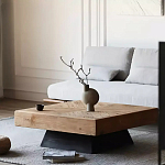 Дизайнерский журнальный стол квадратный с черным трапециевидным основанием Wokab варинант исполнения - 3 | Loft Concept в Челябинске