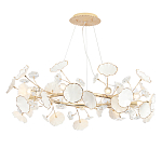 Люстра круглая с белыми лепестками из керамики и прозрачными хрустальными цветками Диаметр 82 см Wintery flovers варинант исполнения - 1 | Loft Concept в Челябинске