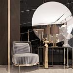 Настольная лампа с цилиндрическим абажуром из коричневой ткани и золотыми трубочками Brown Aura варинант исполнения - 4 | Loft Concept в Челябинске