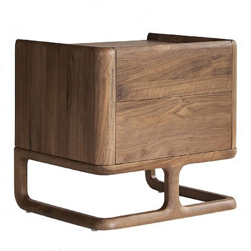 Прикроватный деревянный столик с 2-мя ящиками Moon Walnut Furniture Орех в Челябинске | Loft Concept 