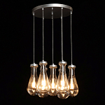 Люстра с 7-ю прозрачными плафонами из стекла в форме капли на круглом потолочном основании цвета хром Lucid Rain  варинант исполнения - 3 | Loft Concept в Челябинске