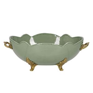Чаша зеленого цвета из фарфора с волнообразным краем Eden Garden porcelain and bronze