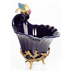Чаша темно-синего цвета из фарфора с разноцветной птичкой Eden Garden porcelain and bronze варинант исполнения - 12 | Loft Concept в Челябинске