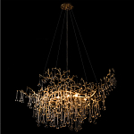 Подвесная люстра в виде ветвей деревьев золотого цвета с прозрачными подвесками-каплями 10 и 14 ламп Droplet Chandelier варинант исполнения - 4 | Loft Concept в Челябинске