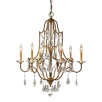 Люстра в бронзовом цвете с 6-ю лампами в форме свечей со стеклянными подвесками в классическом стиле Feiss варинант исполнения - 1 | Loft Concept в Челябинске