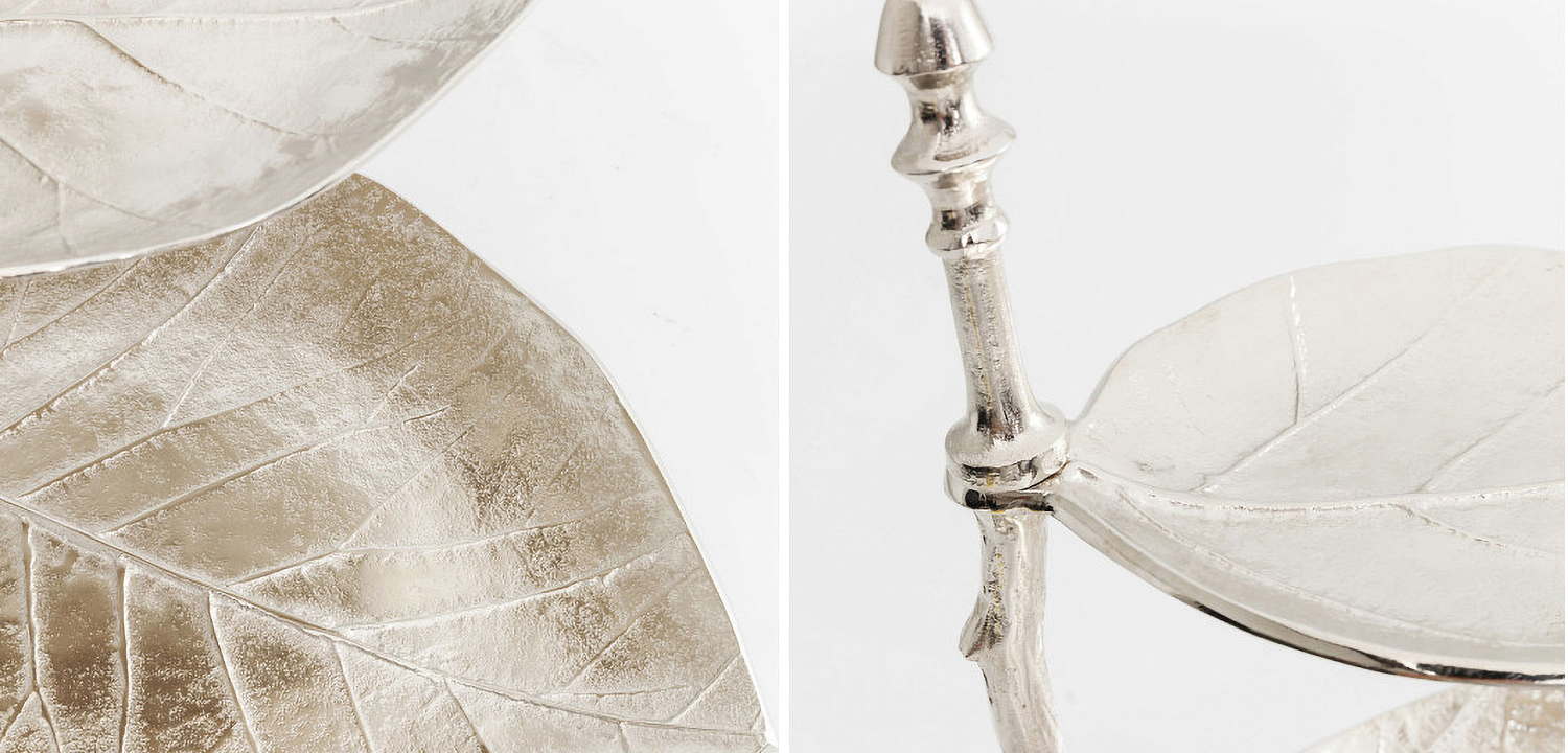 Блюдо трёхъярусное Chrome Leaves Блюдо трёхъярусное Chrome Leaves - Loft-Concept в Челябинске