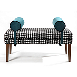 Банкетка Banquette PIED DE POULE с принтом гусиная лапка и синими подлокотниками  варинант исполнения - 1 | Loft Concept в Челябинске