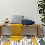 Плед из хлопка жемчужной вязки горчичного цвета Waffle Comfort варинант исполнения - 5 | Loft Concept в Челябинске