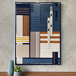 Панно из шнура Синяя геометрическая абстракция wall panel line Blue варинант исполнения - 1 | Loft Concept в Челябинске