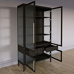 Витрина Primo со стеклянными фасадами и 2 ящиками Темный орех варинант исполнения - 6 | Loft Concept в Челябинске