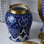 Ваза с насыщенным синим орнаментом и золотой крышкой Blue & White Ornament  варинант исполнения - 4 | Loft Concept в Челябинске