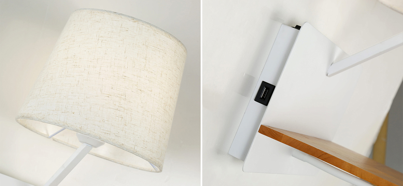 Бра с абажуром и гибким спотом Trumpet Wall White USB Бра с абажуром и гибким спотом Trumpet Wall White USB - Loft-Concept в Челябинске