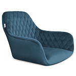 Стул с мягкой синей обивкой из велюра и подъемно-поворотным механизмом на черных колесиках Harper Blue варинант исполнения - 2 | Loft Concept в Челябинске