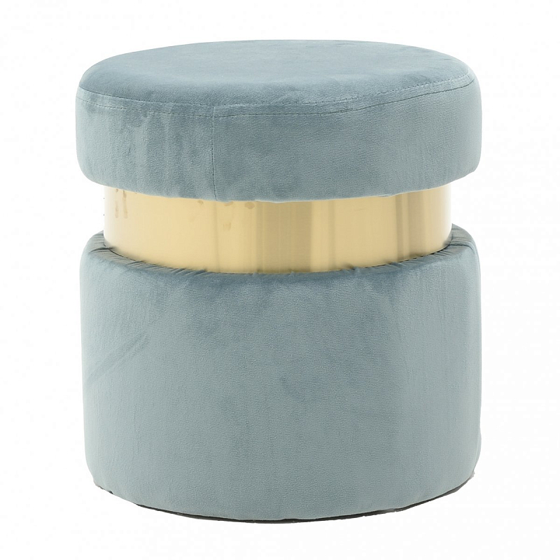 Пуф Golden Belt Pale Blue Голубой пастельный Золотой Пуф Golden Belt Pale Blue Голубой пастельный Золотой в Челябинске | Loft Concept