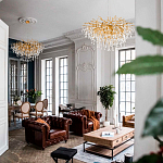 Люстра подвесная с прозрачными стеклянными подвесками в форме капель Диаметр 100 см Droplet Chandelier варинант исполнения - 11 | Loft Concept в Челябинске