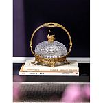 Конфетница из прозрачного рельефного стекла с ручкой и фигуркой лебедя Eden Garden варинант исполнения - 4 | Loft Concept в Челябинске