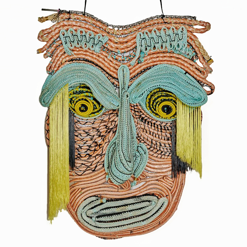 Арт-Объект из нитей Абстрактный портрет Joana Schneider  Бирюзовый Желтый в Челябинске | Loft Concept 