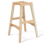 Барный стул со спинкой на 4-х деревянных ножках Оранжевый Велюр Ava Charm варинант исполнения - 4 | Loft Concept в Челябинске