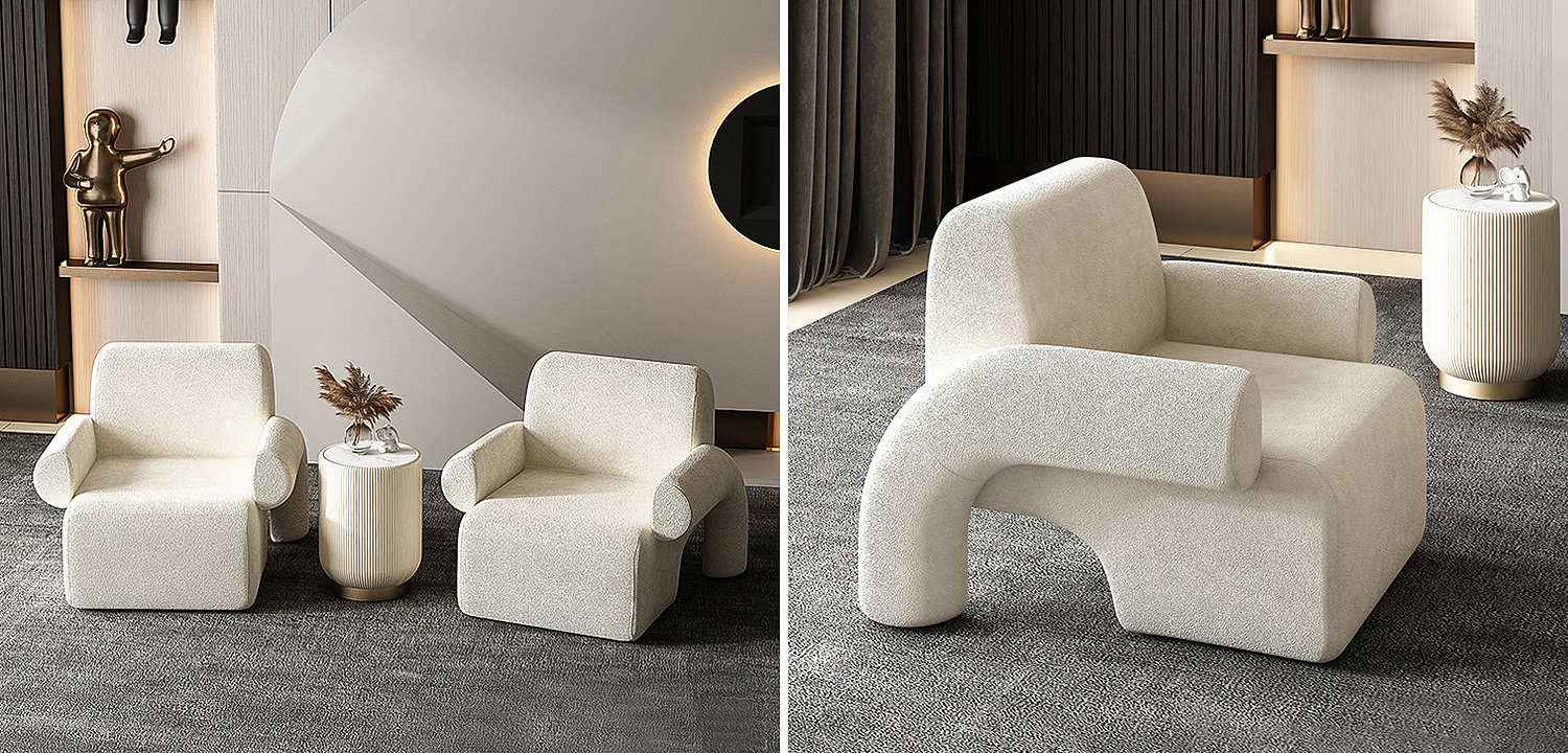 Кресло Odom White Boucle Armchair Кресло Odom White Boucle Armchair - Loft-Concept в Челябинске