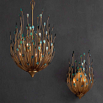 Бра настенное золотое с декором из бирюзовых элементов Peacock Tail варинант исполнения - 4 | Loft Concept в Челябинске