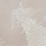 Обои ручная роспись в стиле Арт-деко Whistler Peacocks Special Colourway on Almost Mauve dyed silk варинант исполнения - 1 | Loft Concept в Челябинске