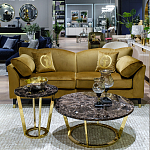 Стол журнальный коричневый на золотом основании Symphony of the Earth варинант исполнения - 3 | Loft Concept в Челябинске