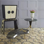 Дизайнерский журнальный столик с круглой столешницей на золотых ножках Risenbix варинант исполнения - 1 | Loft Concept в Челябинске