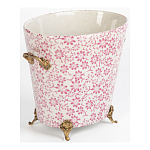 Кашпо из белого фарфора с розовым цветочным орнаментом Eden Garden варинант исполнения - 2 | Loft Concept в Челябинске