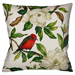 Декоративная подушка бежевая с изображением птиц и цветов Blooming Birds варинант исполнения - 1 | Loft Concept в Челябинске