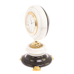 Часы настольные бронзовые из натуральных камней Мрамор и Змеевик Stone Clock варинант исполнения - 2 | Loft Concept в Челябинске