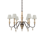 Люстра на металлическом основании с 6-ю белыми тканевыми абажурами Terrain варинант исполнения - 2 | Loft Concept в Челябинске