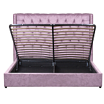 Кровать двуспальная фиолетовая с основанием из массива дерева с мягким изголовьем Velour Beds варинант исполнения - 3 | Loft Concept в Челябинске