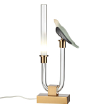 Настольная лампа с прозрачной трубкой и декоративной фигуркой птицы на бронзовой подставке Ganthea варинант исполнения - 2 | Loft Concept в Челябинске