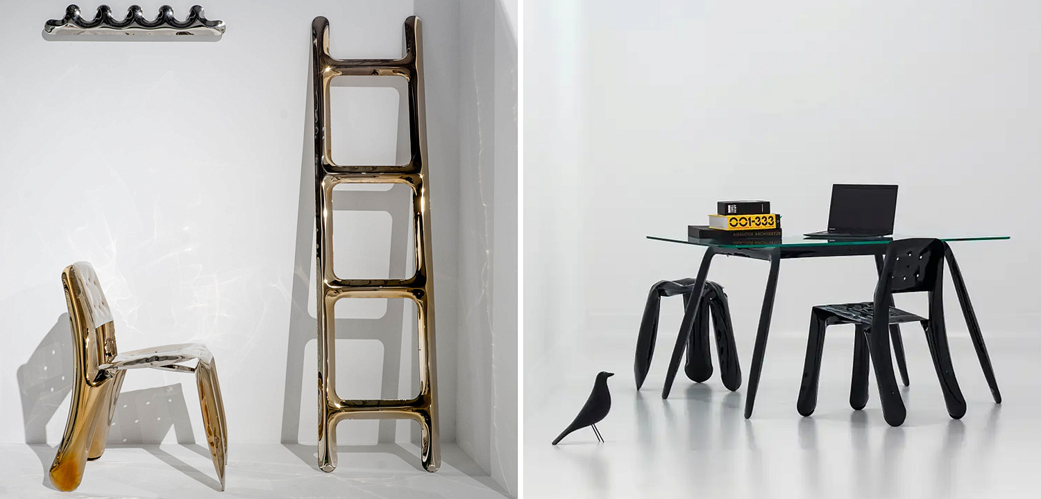 Стул Chippensteel 0.5 Polished Gold Glossy Color Carbon Steel Seating by Zieta Стул Chippensteel 0.5 Polished Gold Glossy Color Carbon Steel Seating by Zieta - Loft-Concept в Челябинске