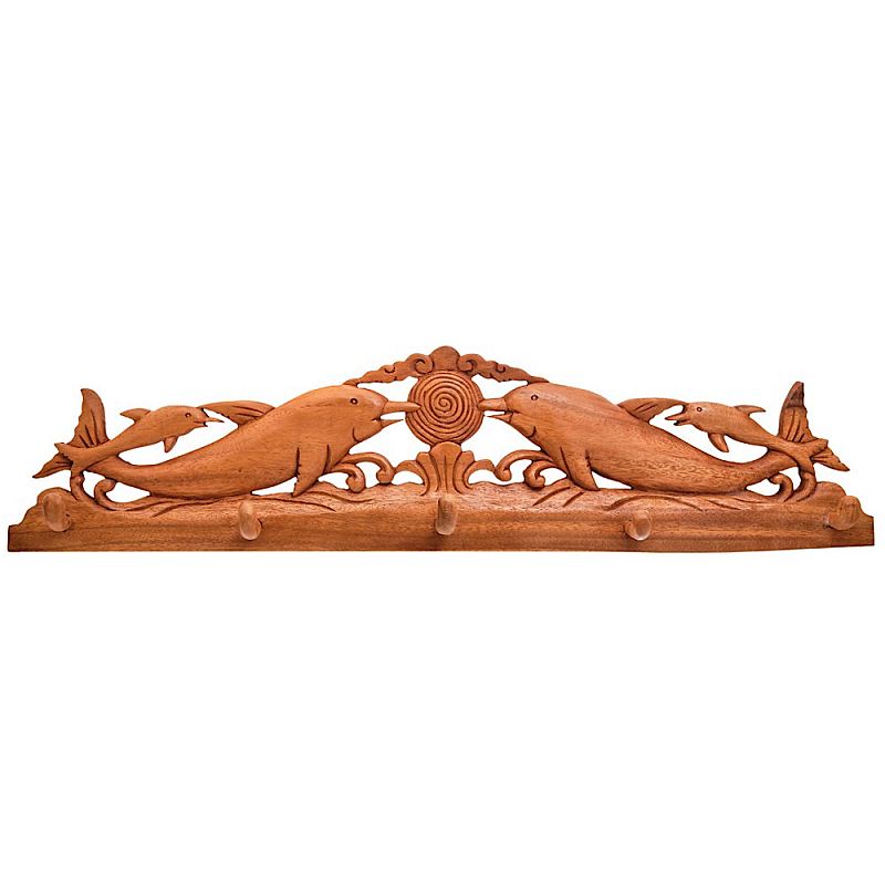 Панно-вешалка из дерева дельфины Panel With Animals Коричневый в Челябинске | Loft Concept 