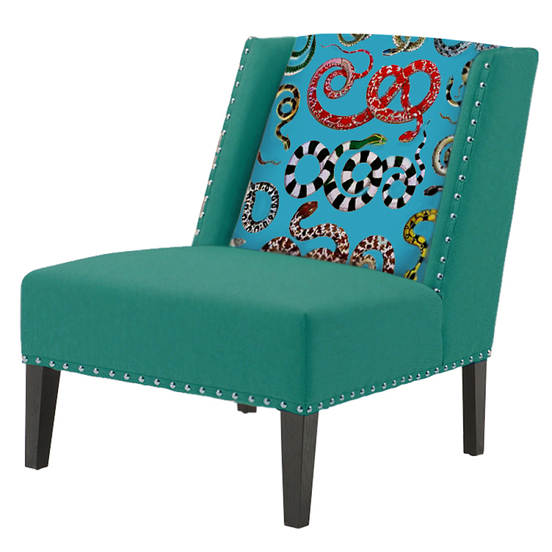 FUN Armchair Snakes Turquoise Дизайнерское кресло с цветным принтом Бирюзовый FUN Armchair Snakes Turquoise Дизайнерское кресло с цветным принтом Бирюзовый в Челябинске | Loft Concept