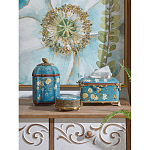 Салфетница прямоугольная голубого цвета с цветами и бабочками Blue Garden варинант исполнения - 2 | Loft Concept в Челябинске