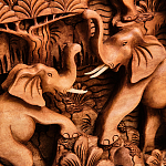 Панно из дерева пять слонов Panel With Animals варинант исполнения - 4 | Loft Concept в Челябинске