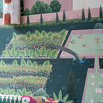 Обои ручная роспись Mahal Garden Original colourway on blue painted Xuan paper варинант исполнения - 4 | Loft Concept в Челябинске