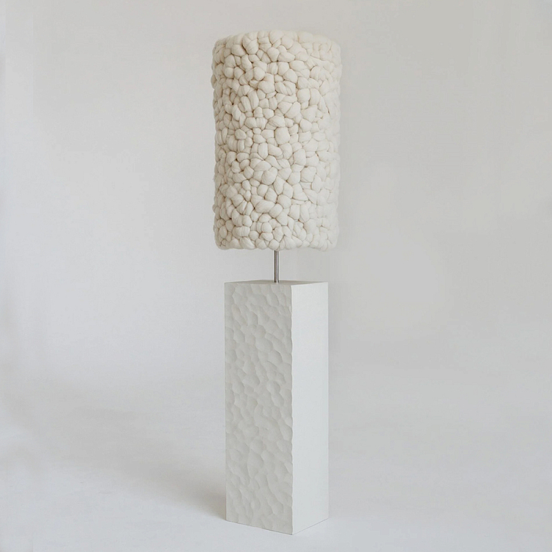 Торшер белый с вязаным абажуром Woolen Floor Lamp Белый Торшер белый с вязаным абажуром Woolen Floor Lamp Белый в Челябинске | Loft Concept