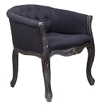 Кресло низкое в стиле прованс Черный Лен Louis French Armchair  варинант исполнения - 1 | Loft Concept в Челябинске