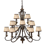 Люстра бронзового цвета с бежевыми абажурами из органзы в классическом стиле Hinkley варинант исполнения - 1 | Loft Concept в Челябинске