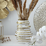 Ваза белая с рельефной поверхностью и золотыми полосами Vase Beehive варинант исполнения - 5 | Loft Concept в Челябинске