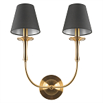 Бра с металлическим основанием бронзового цвета и 2-мя черными конусовидными абажурами Dignity варинант исполнения - 3 | Loft Concept в Челябинске